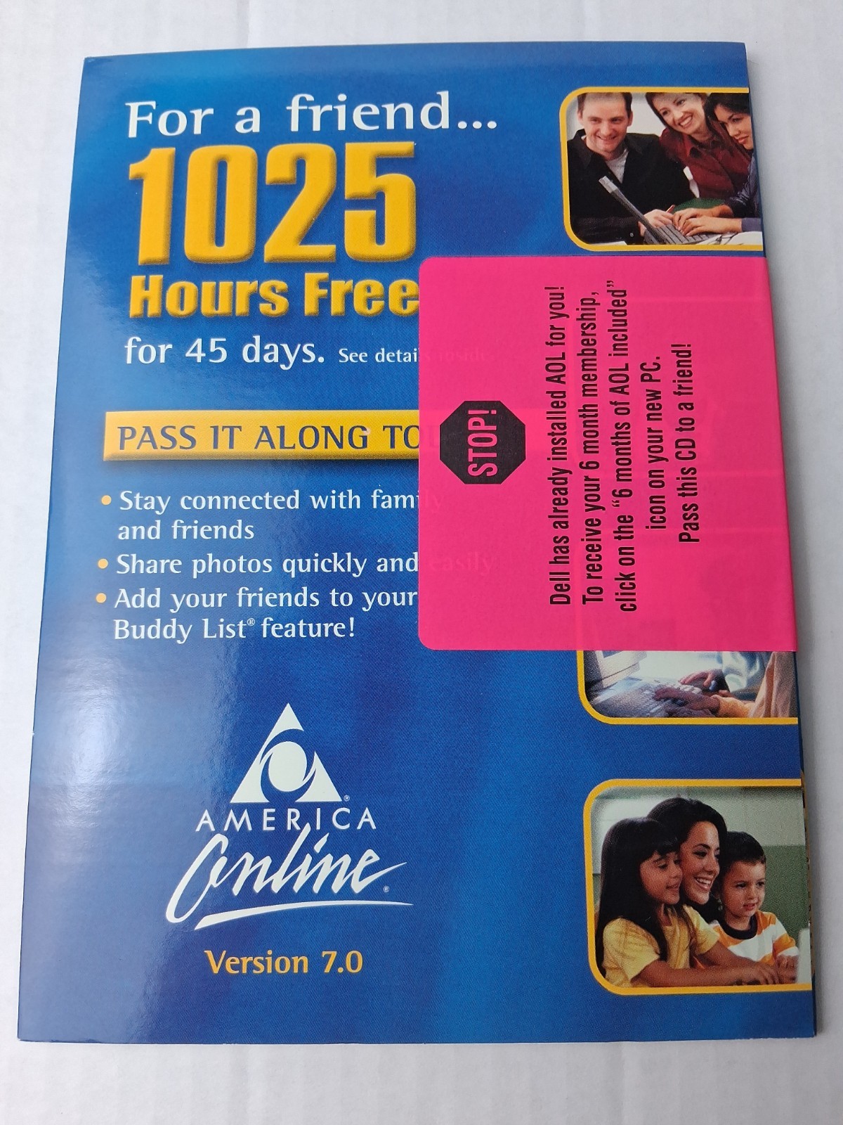 SEALED America Online Version 7.0 1025 Hour 45 Day Trial Disc for Vintage PC