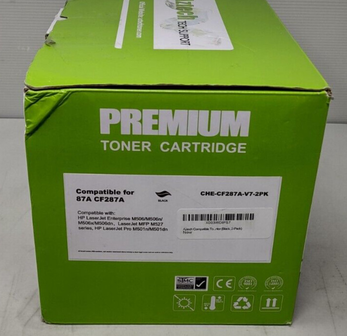 Aztech 2PK Premium CF287A 87A Toner Cartridges with Chip for HP FREE S&H