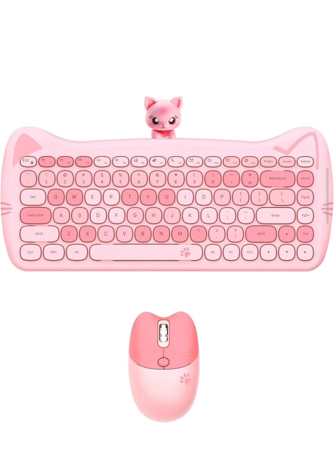Cute Cat Keyboard and Mouse Combo with Magnetic Cat Figure – Wireless 2.4GHz