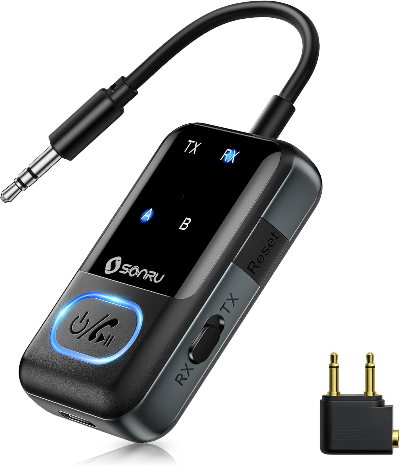Adaptador transmisor Bluetooth 5.3 para avión inalámbrico 2 en 1