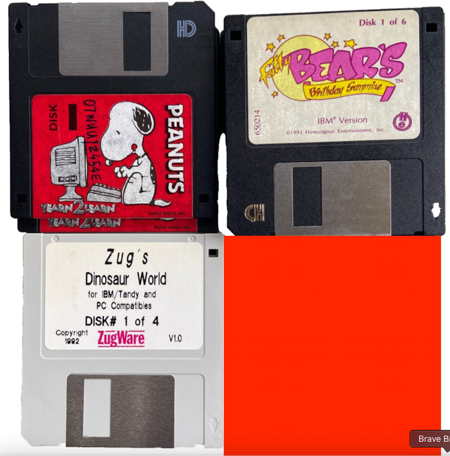 Video Game 3.5” Peanuts Yearn 2 Learn Fatty Bears Birthday Zugs Dinosaur World