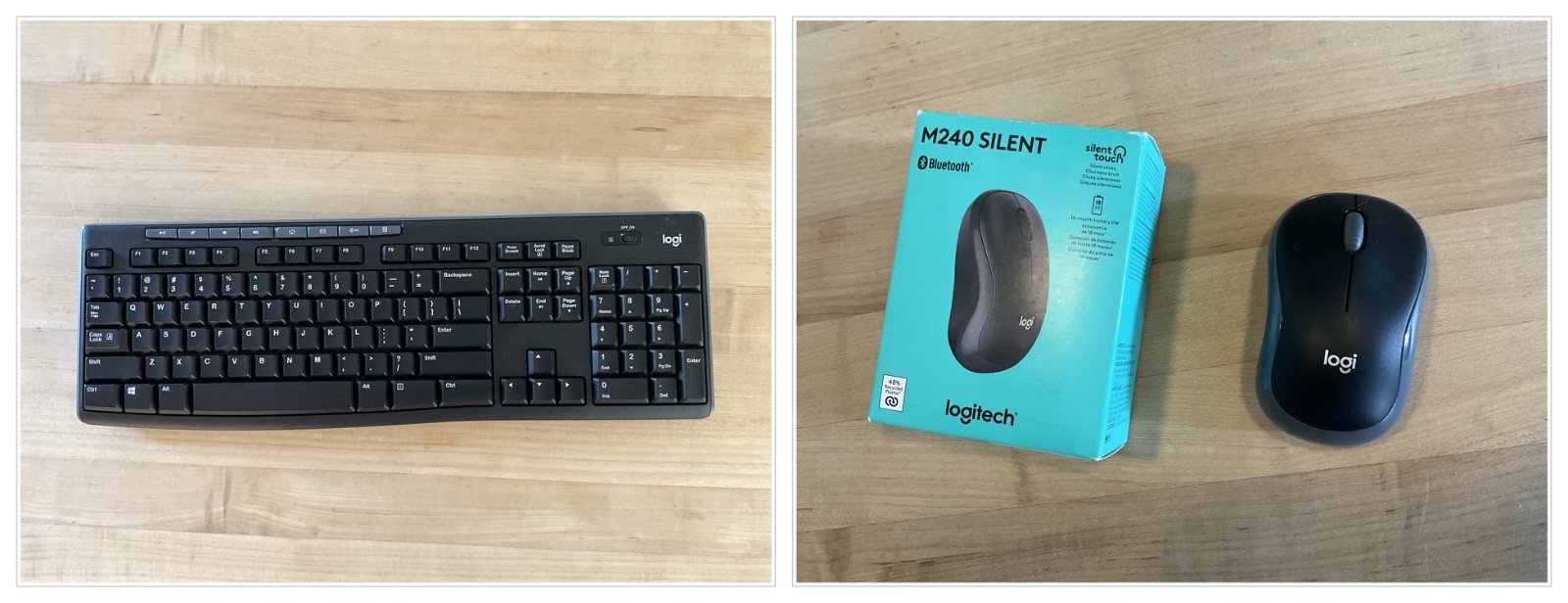 Logitech K270 Wireless Keyboard & Logi M185 Marathon Mouse Black M185 w/ Dongle