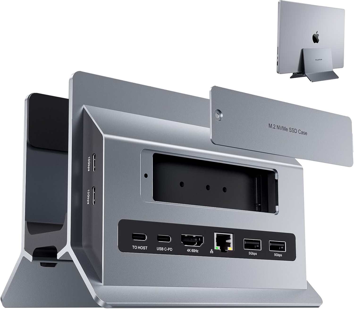 PULWTOP Vertical MacBook Docking Station Docking Station M.2 NVMe Case BD216A