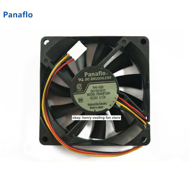 For Panaflo FBA08T24H fan DC 24V 0.17A 80*80*15mm 3pin Fanuc system coooling fan