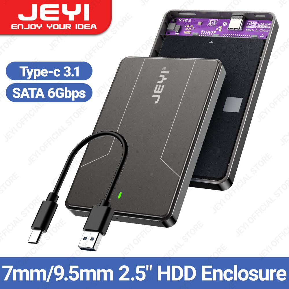 JEYI 2.5 inch Hard Drive Enclosure Type C 3.1 to SATA III 7mm&9.5mm SATA HDD SSD