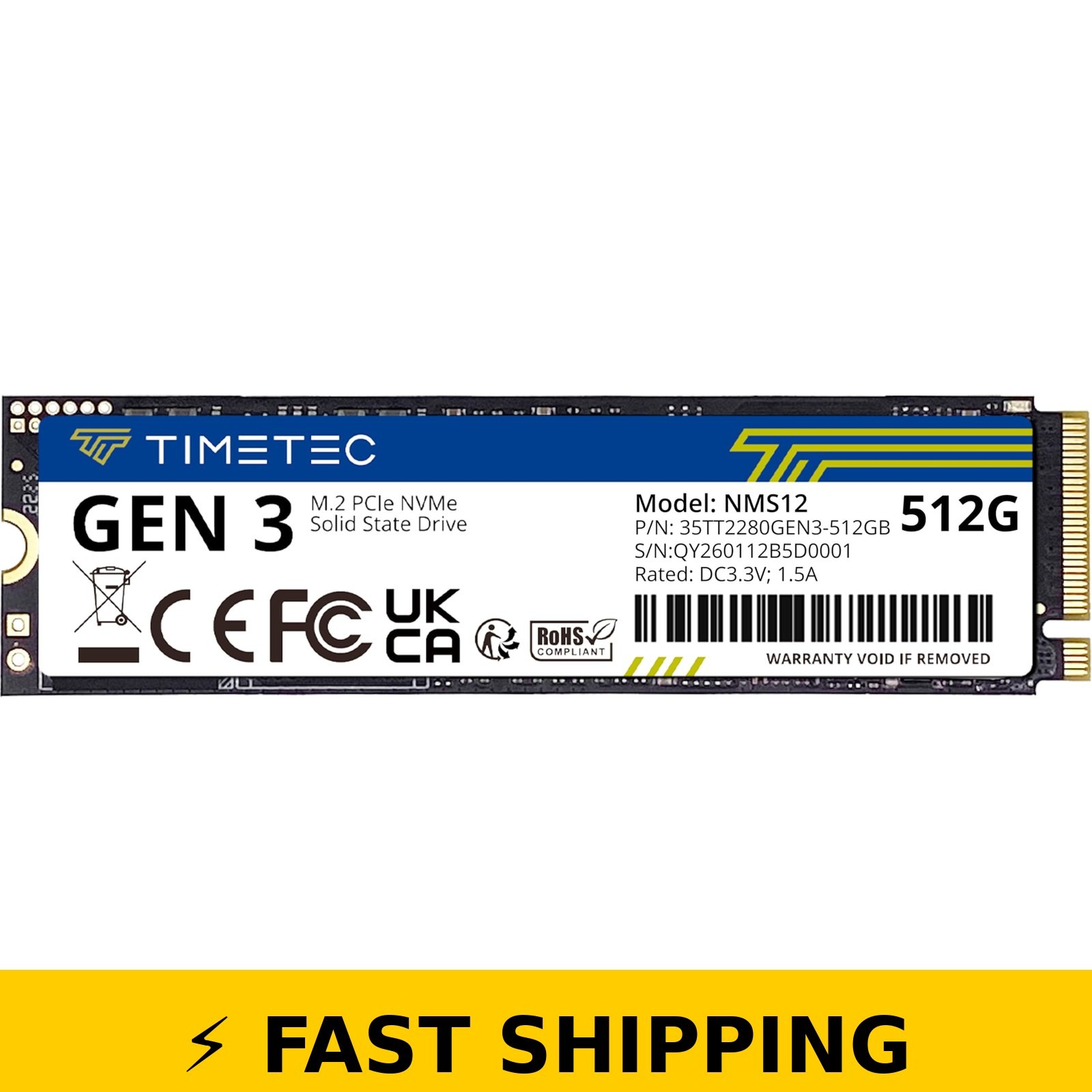 Timetec 512GB NVMe PCIe SSD M.2 2280 3D NAND Internal Solid State Drive