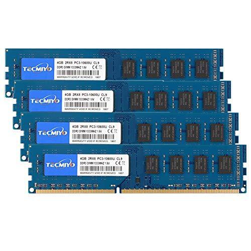 Ram 16GB Kit (4x4GB) DDR3 1333MHz 16GB PC3-10600/PC3 10600U Non ECC Unbuffere...