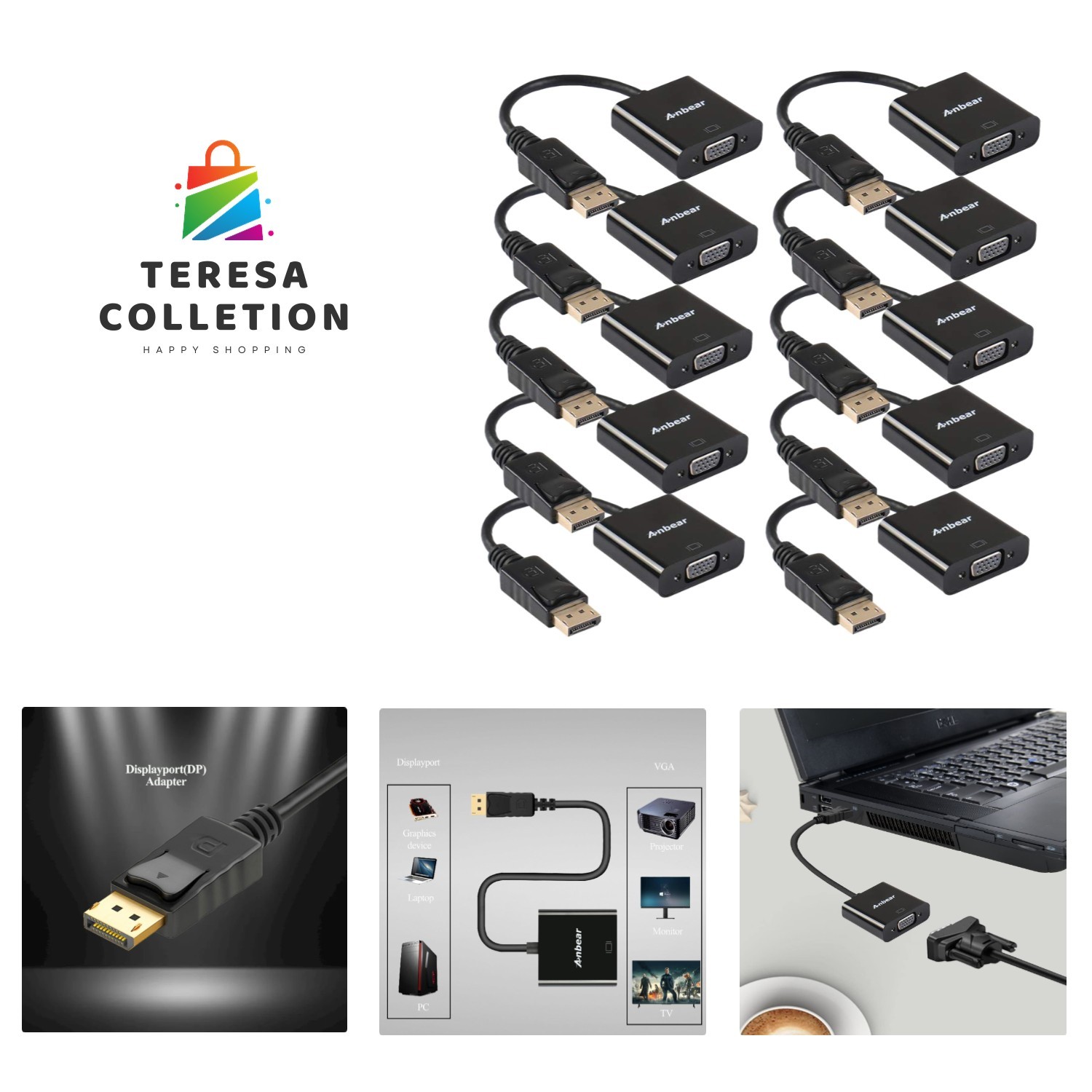 DisplayPort to VGA Adapter, Gold Plated Display Port Converter Male to Female...