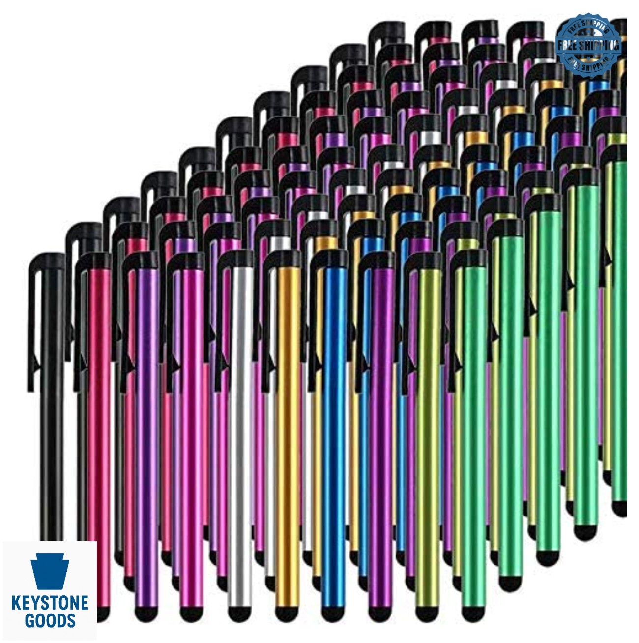Stylus Pen Set 100 Pack 4 Inch Rubber Tip Aluminum Body Universal for Tablet