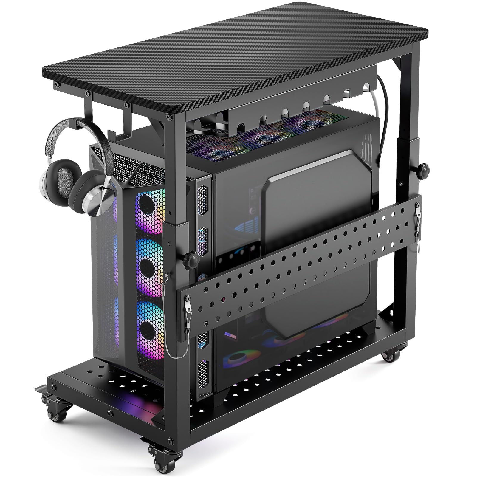 GreenForest Heavy Duty PC Stand, Gaming Computer Tower Cart with Wheels