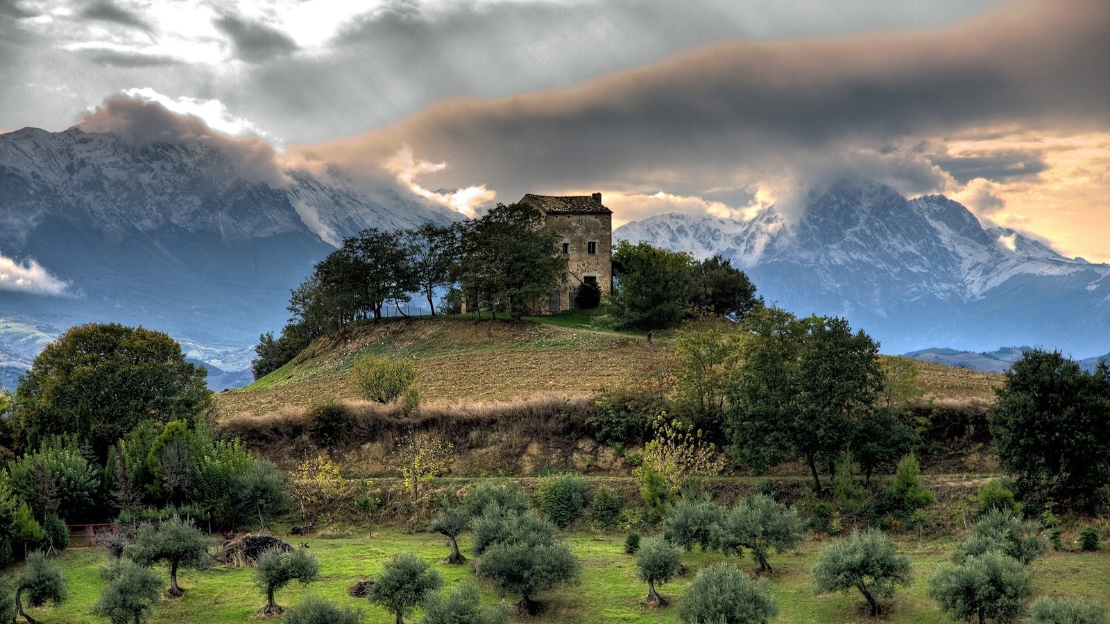 Landscape r nature old building mountains hills italy Custom Gaming Mat Desk