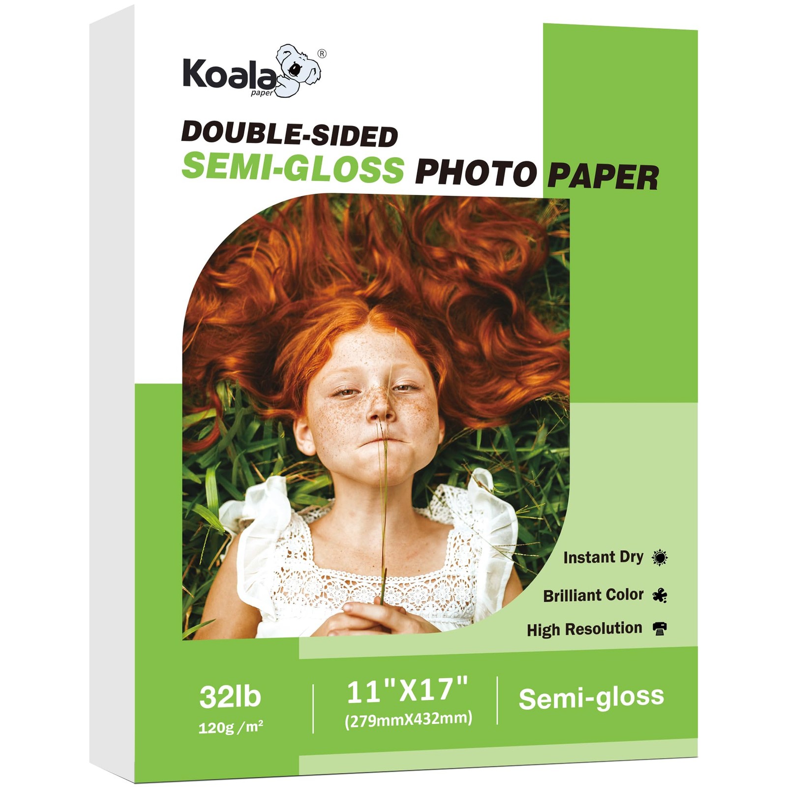 100 PCS Thin Double Sided SemiGloss Photo Paper 11x17 Inch 32LB Laser Ink