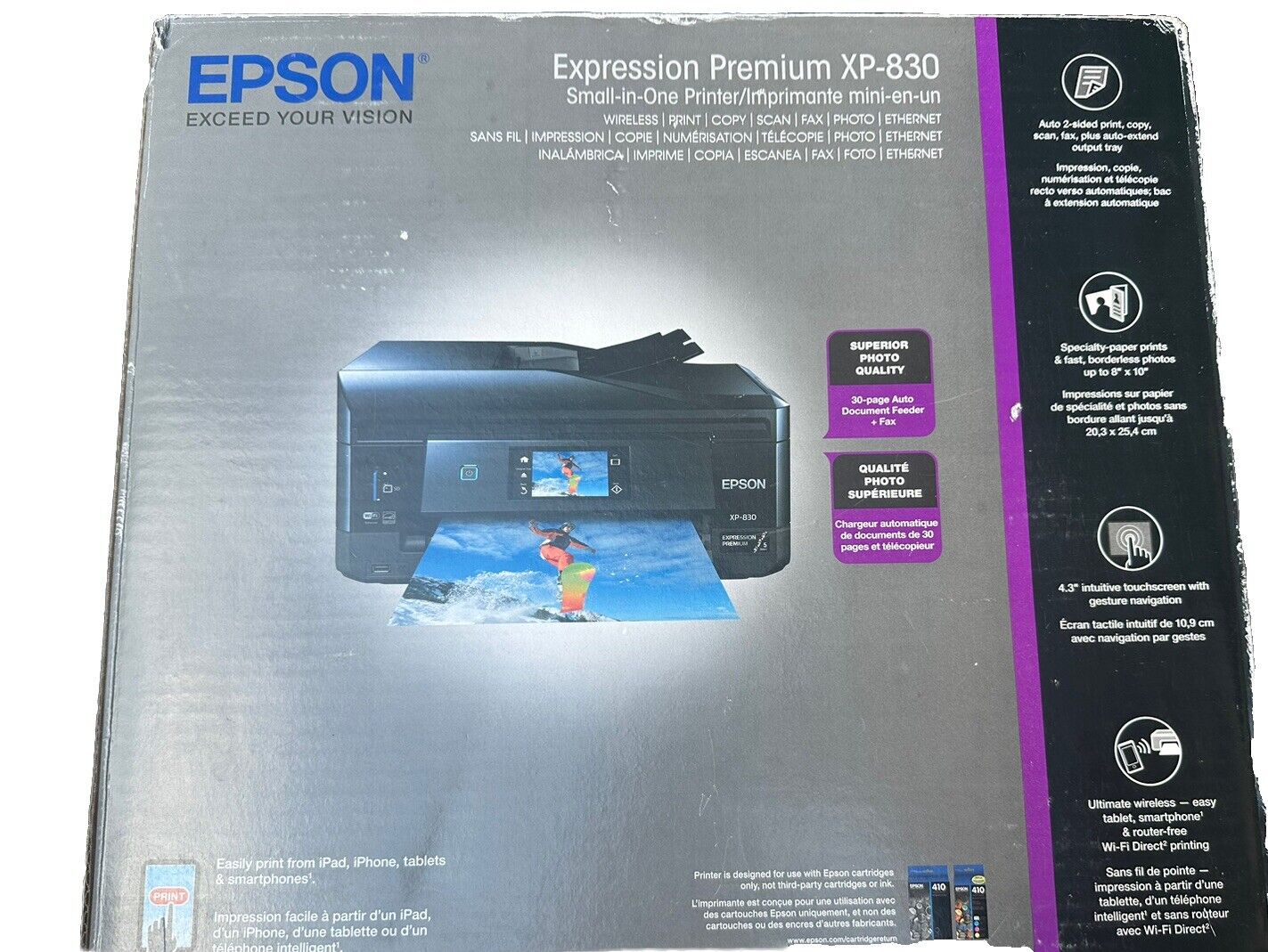 Epson Expression Premium XP-830 All-in-One Deluxe Print Scan Fax WiFi Photos