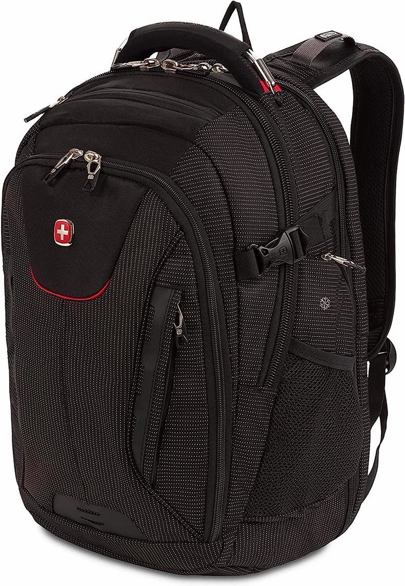 SwissGear commander USB ScanSmart Laptop Backpack black travel tech red dot tsa