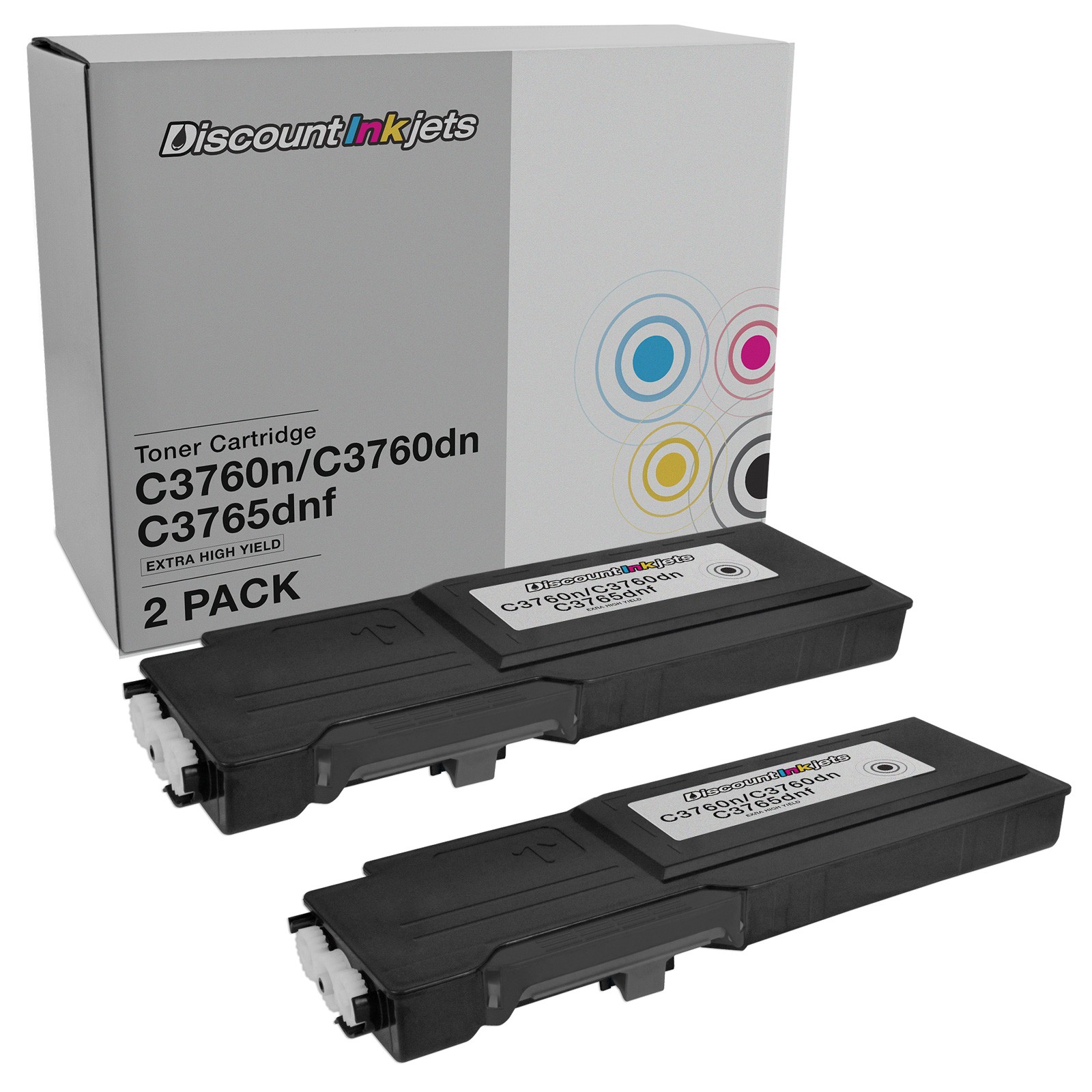 DI Compatible Toner Cartridges for Dell 331-8429 W8D60 EHY (Black, 2-pack)