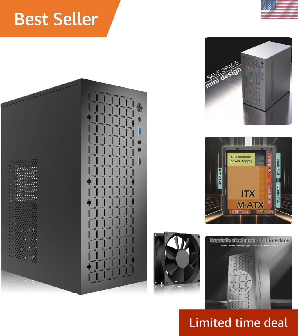 Sleek Micro ATX High Airflow Case with 80mm Fan for Ultimate Gaming Experience