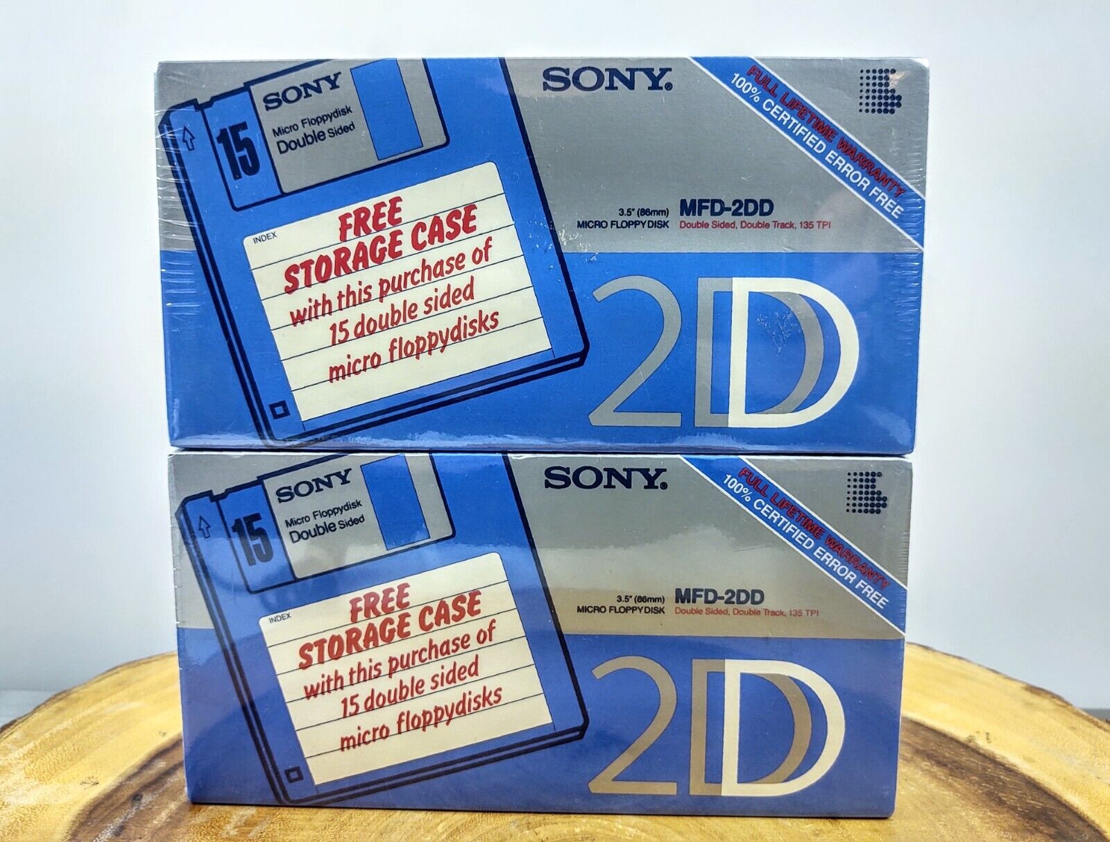 (2 Packs) 15 Sony 2HD MFD-2DD  HD 3.5 inch Diskettes New Sealed = 30 Diskettes