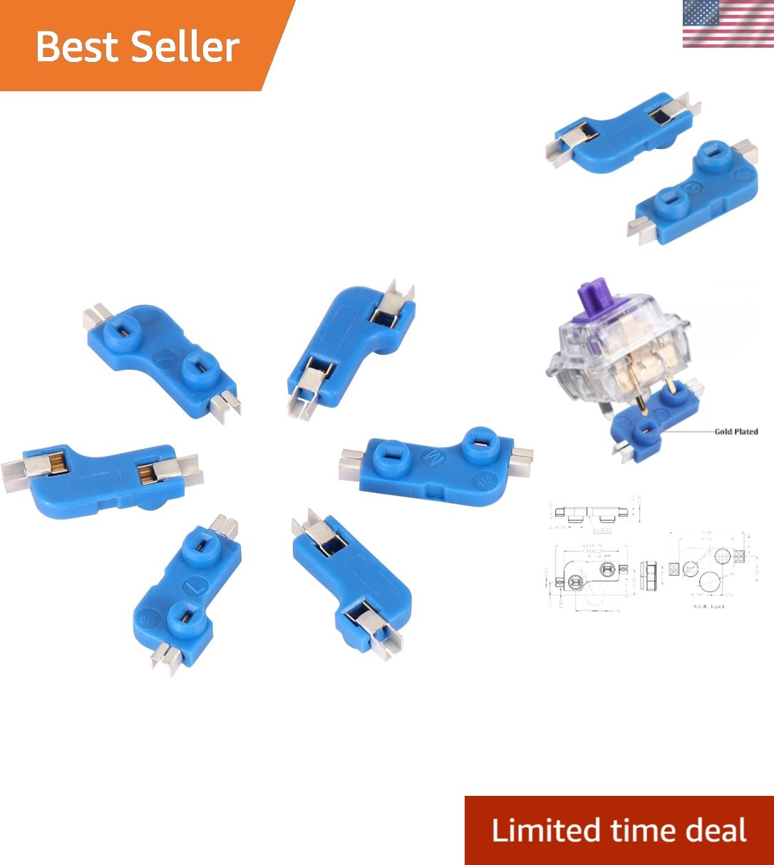 MX Hotswap Sockets - Mechanical Keyboard Switches Hot-Swap PCB Sockets Blue, ...