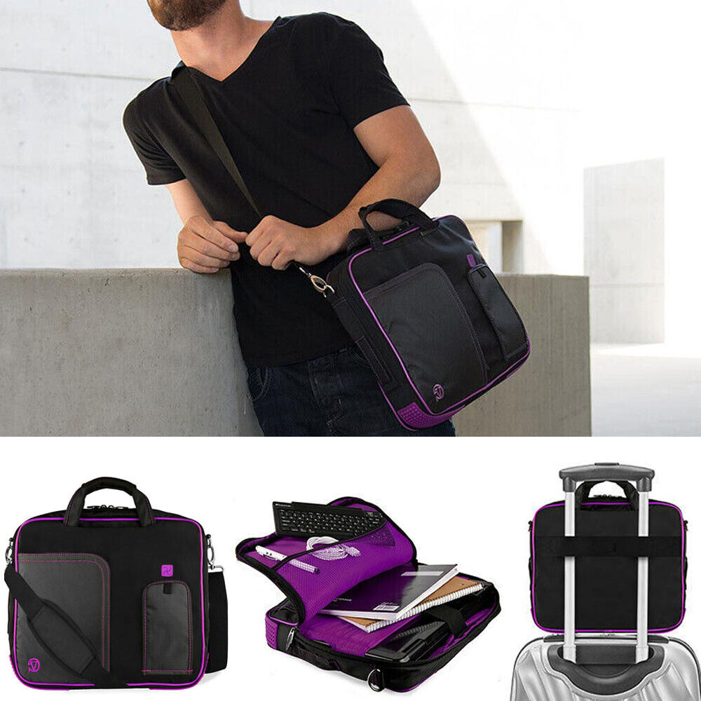 Purple Nylon School Crossbody Bag Laptop Case For 13