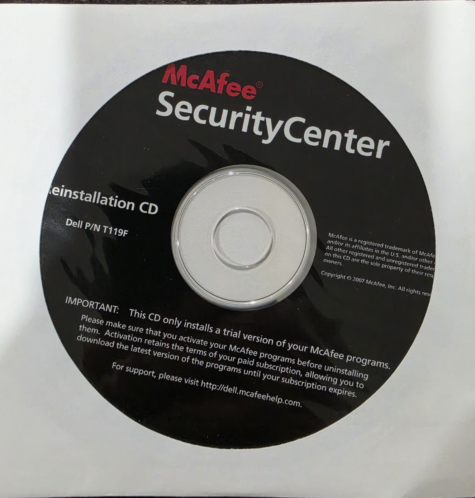 McAfee Security Center Reinstallation CD BRAND NEW 