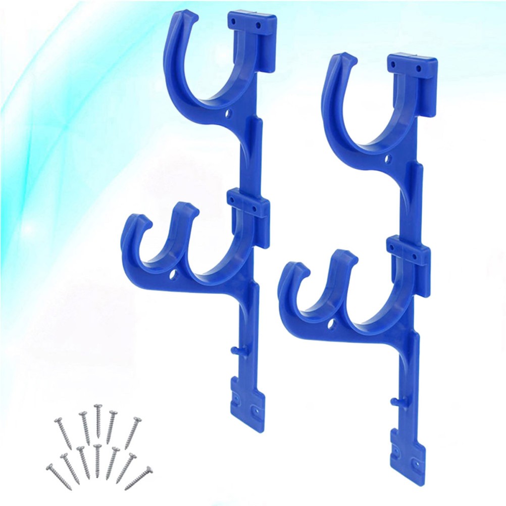 1 Set Reusable Blue Plastic Pool Tool Storage Hook for Home Cleaning Tools