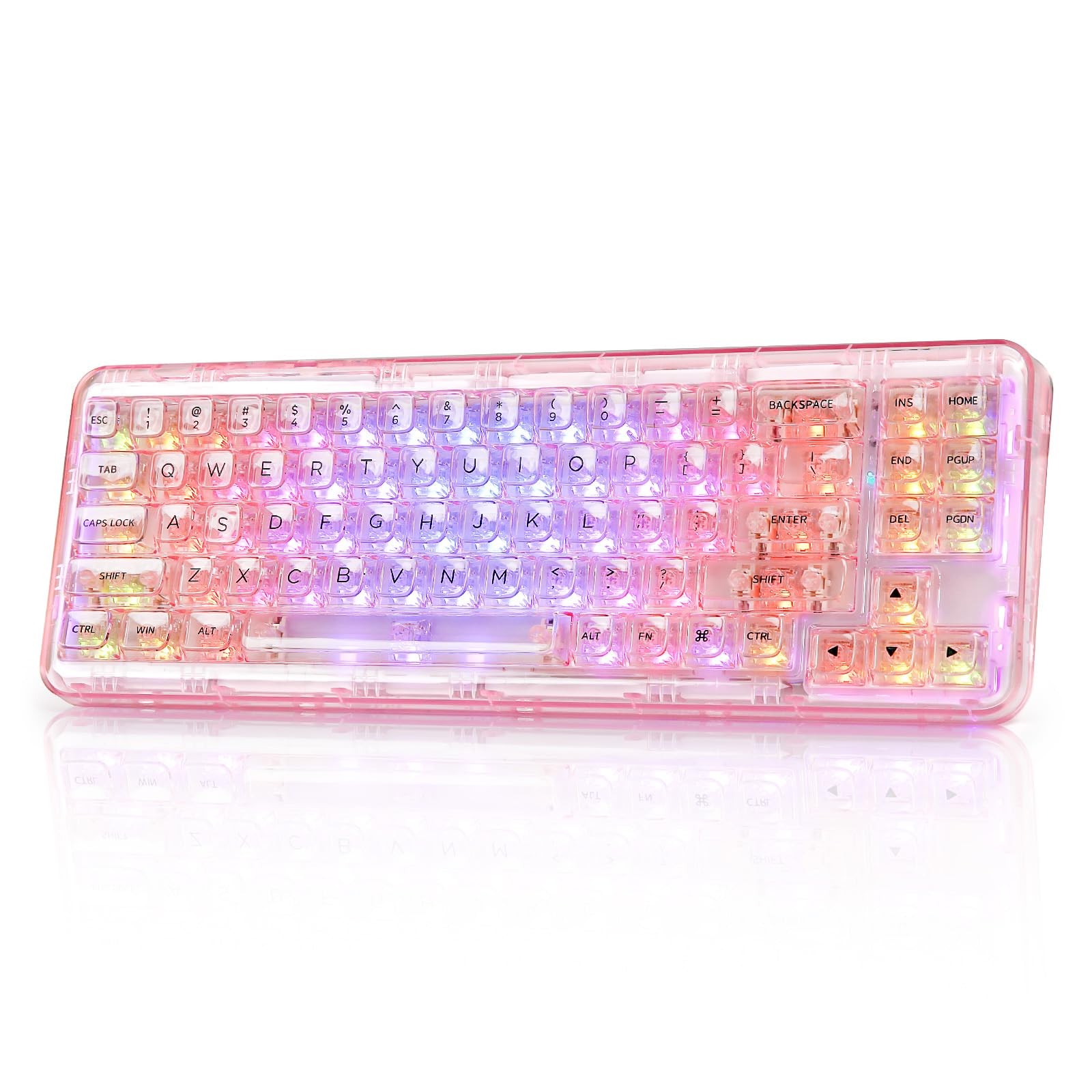 X71 68% Wireless RGB Mechanical Keyboard Pink Crystal Ice Switch