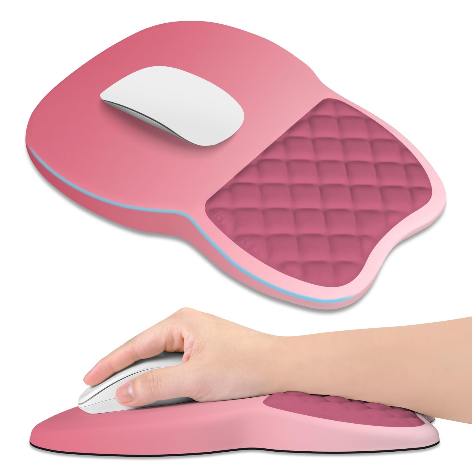 ITNRSIIET Ergonomic Mouse Pad Wrist Support with Memory Foam Massage Bulge an...