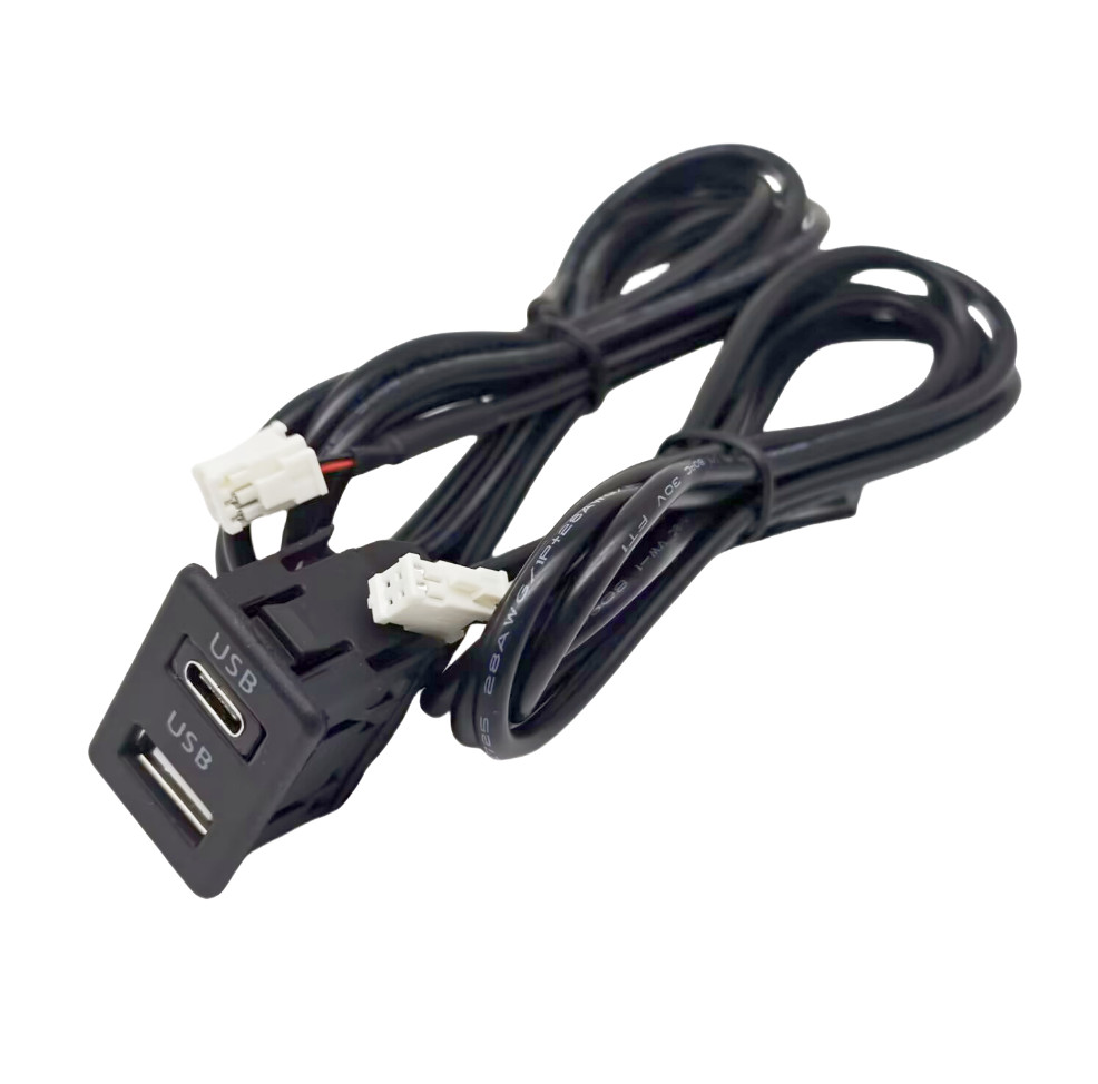 Car 4 Pin 6 Pin to Dual USB Port Panel Interface Extension Cable Adapter 145CM