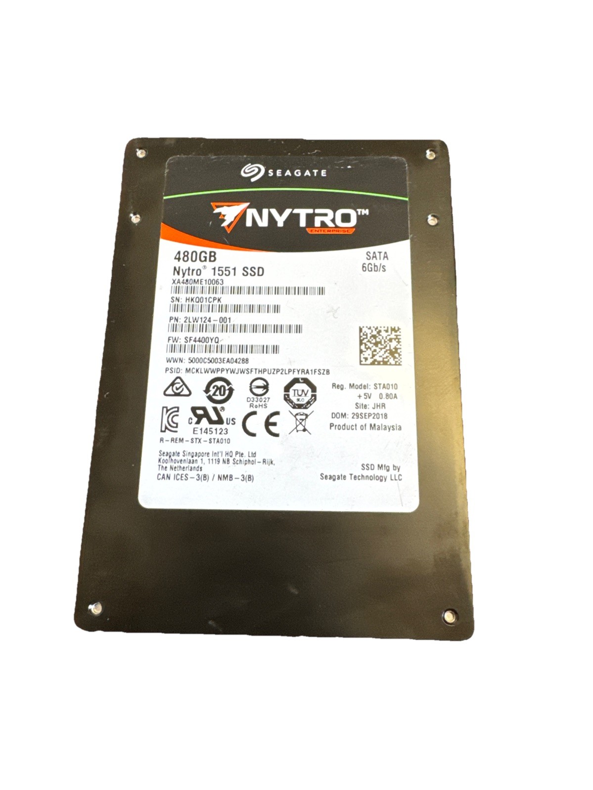480GB SATA 2.5" Seagate XA480ME10063-RFB NYTRO 1551 SSD  2LW124-001 SF4400YQ
