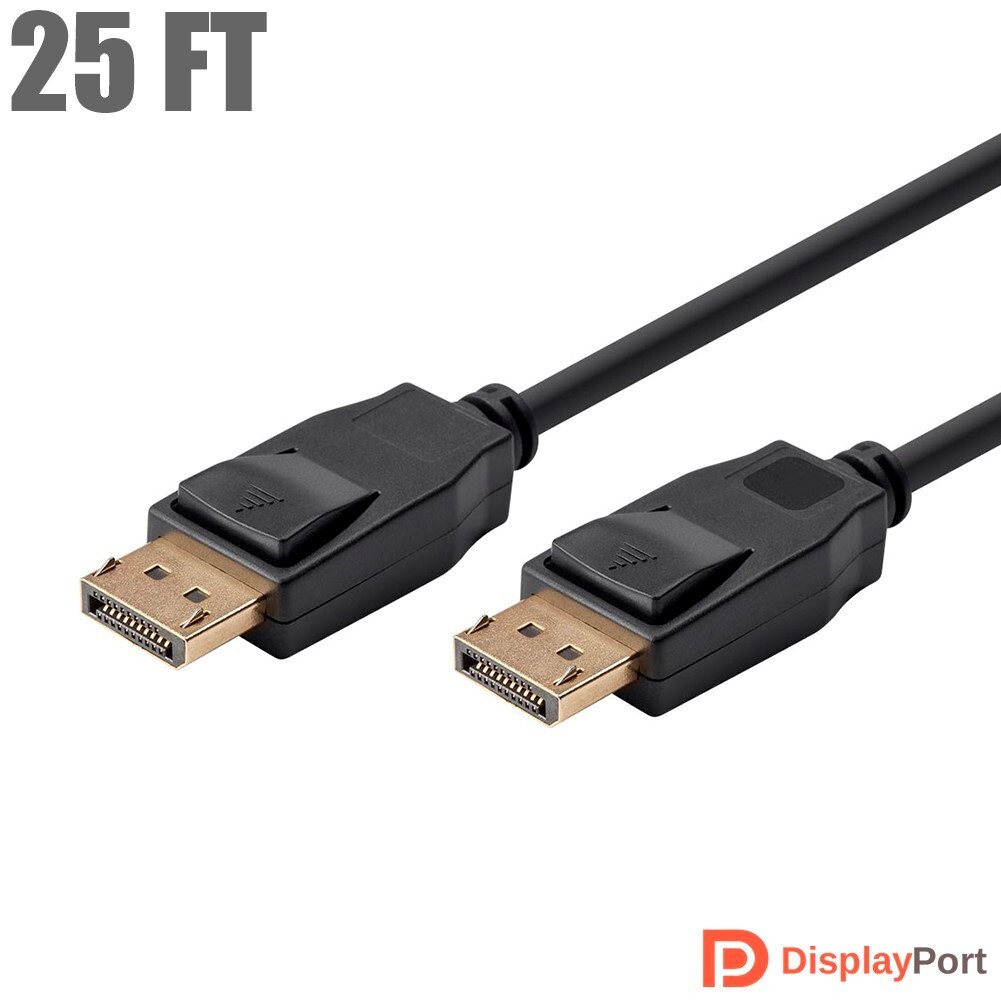 25FT DisplayPort DP 1.2a Male to Male Monitor Cable Cord 4K 3D PC Mac MacBook