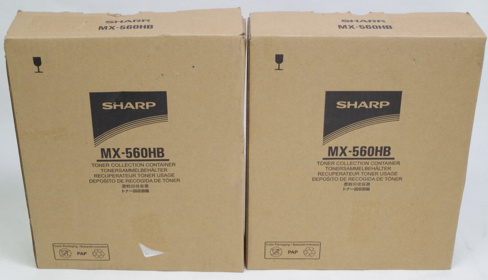 Lot of 2 Sharp MX560HB Waste Toner Containers MX-M364N/MX-M565N