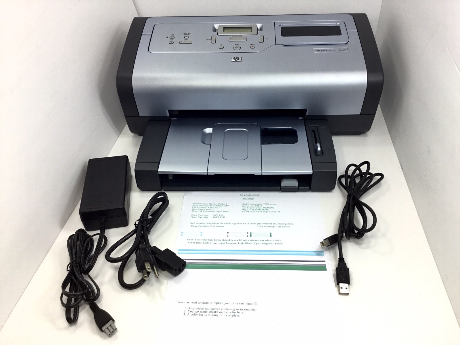 HP Photosmart 7660 Color Photo Printer 67 Page Count (Needs Ink) CLEAN & READY