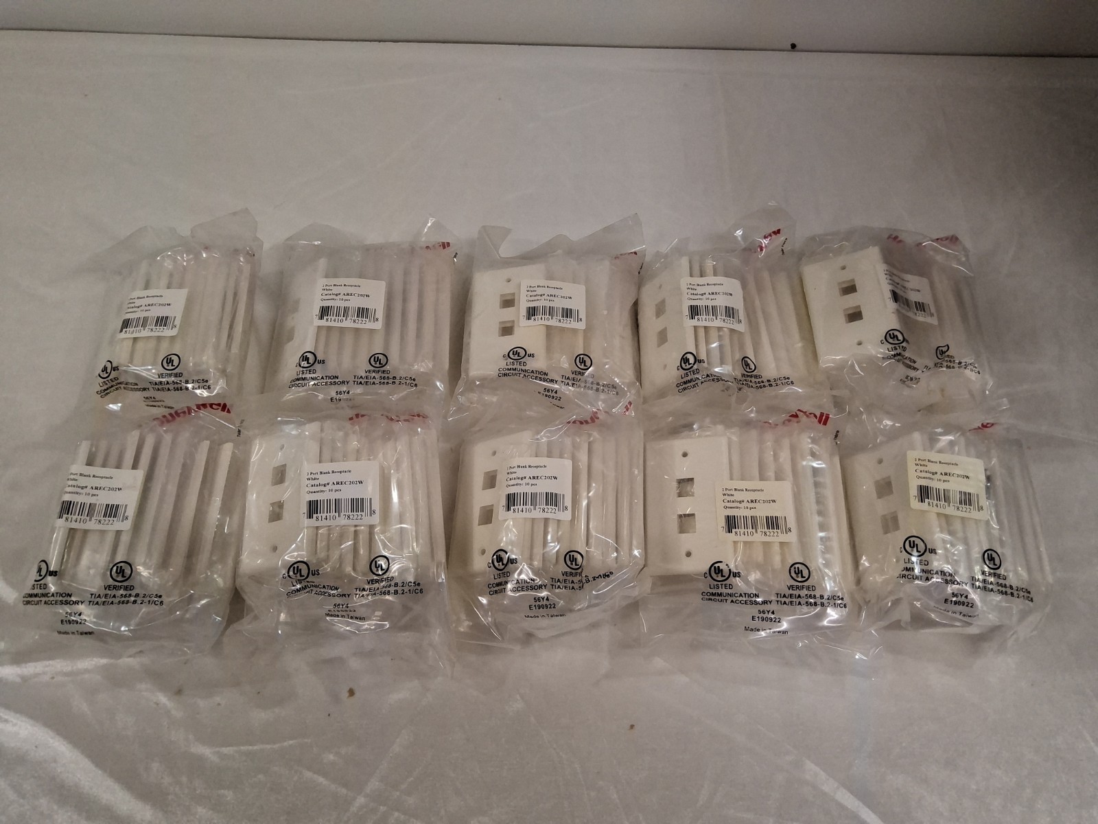 Lot Of 100 Honeywell 2 Port White RJ45 Data Network Face Wall Plate NIP AREC202W