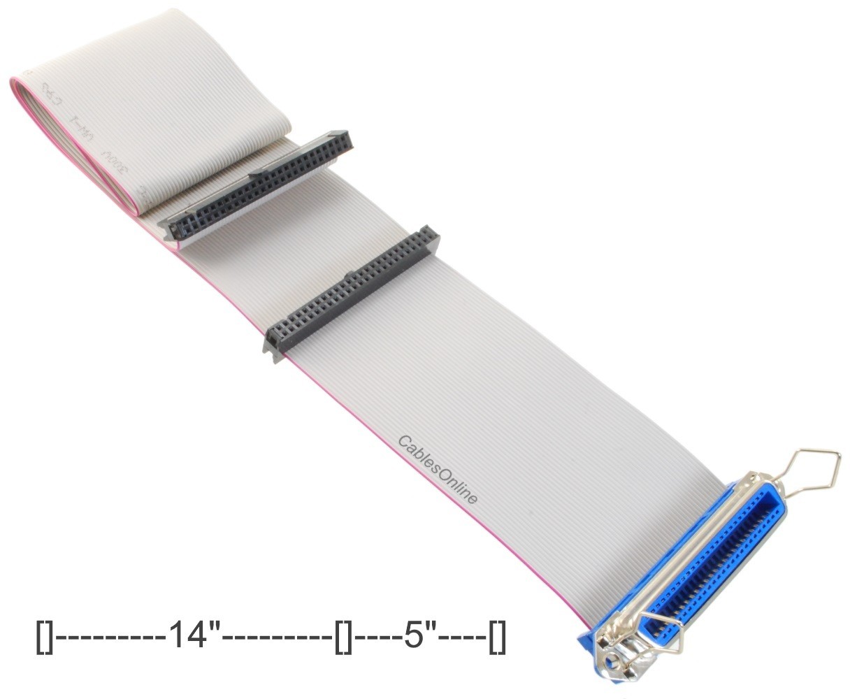 19" CN50 50-Pin Female to 2x IDC50 50-Pin Female Ribbon Cable