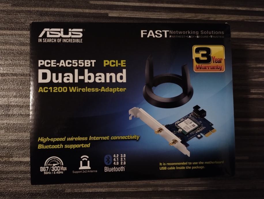 ASUS PCE-AC55BT B1 AC1200 1200Mbps WiFi PCIe x1 Adapter w/ Bluetooth 4.2
