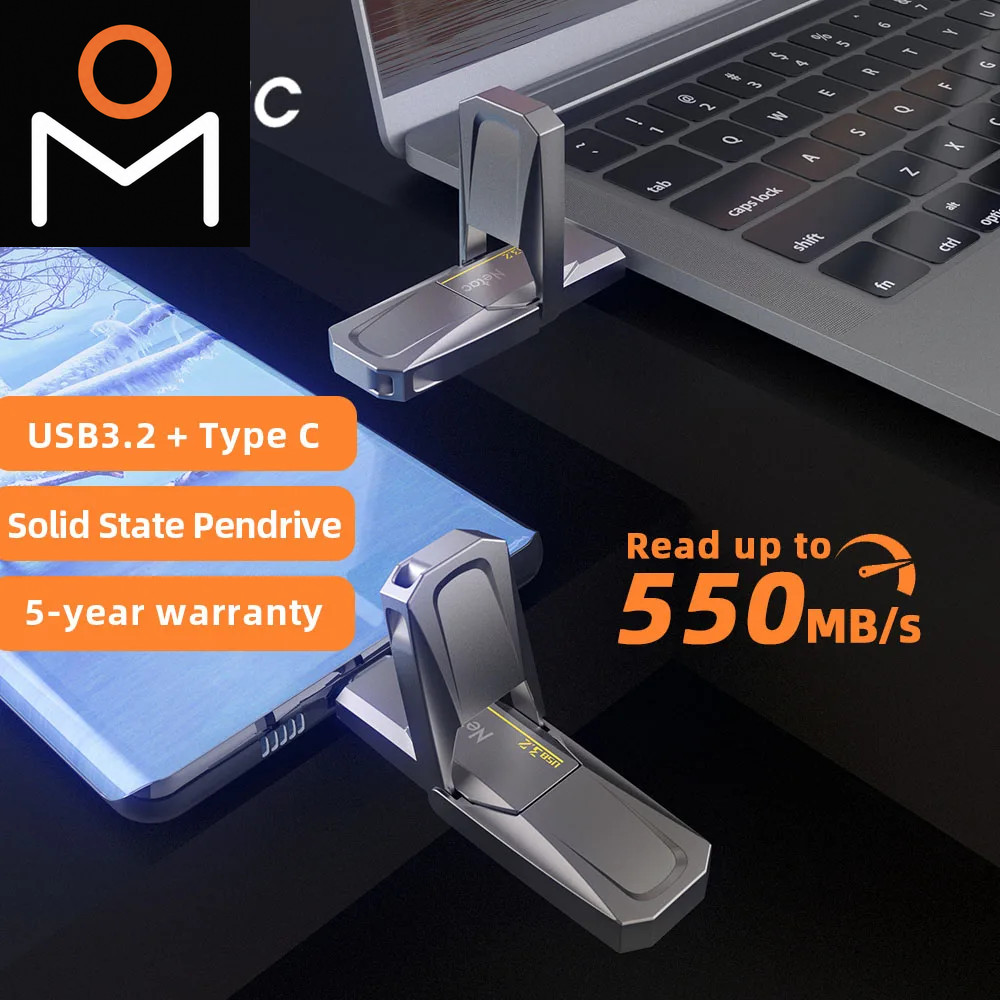 Netac 550Mb/S Metal USB 3.2 Type C USB Flash Drive 128GB 256GB 512GB 1TB Pen