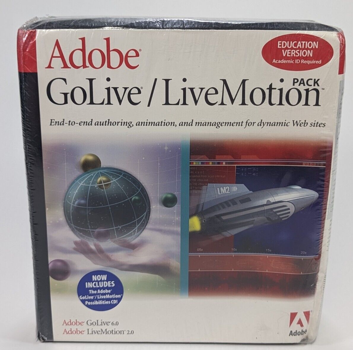 Adobe GoLive 6.0 and LiveMotion 2.0 Education Version for Windows NEW FAST SHIP