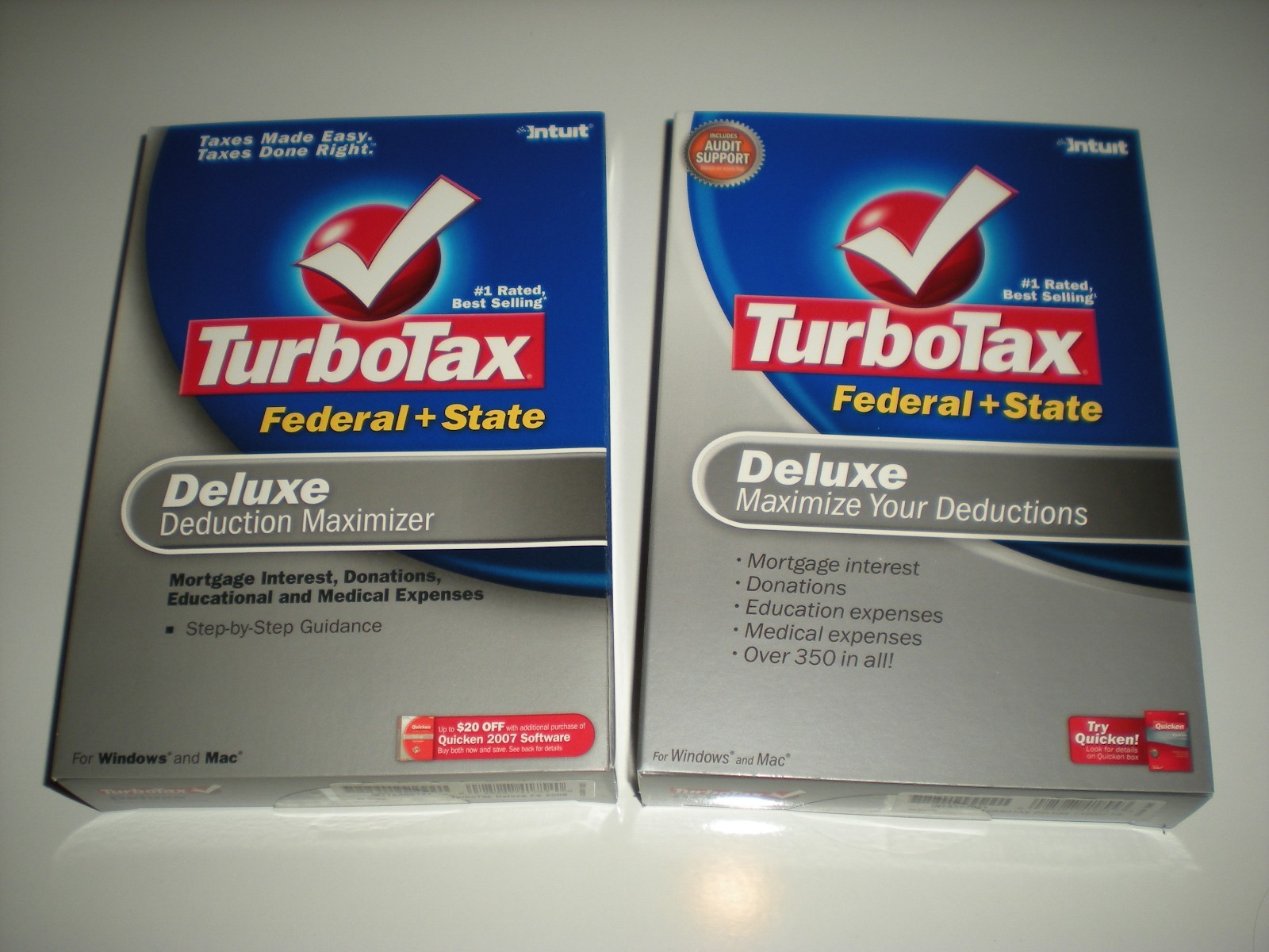 Turbotax 2006 & 2007 Deluxe with state. Turbo tax.  New.