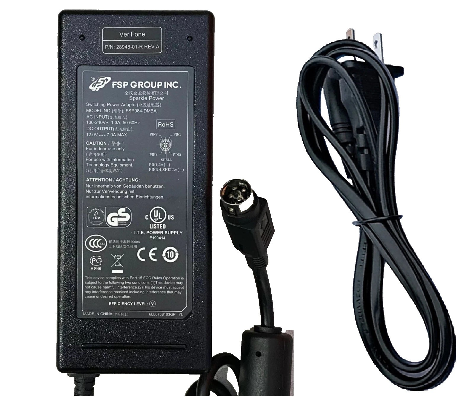 4-Pin DIN AC Adapter For Netgear ReadyNAS RN104 RN10400-100EUS 4Bay 3P335EG0035F