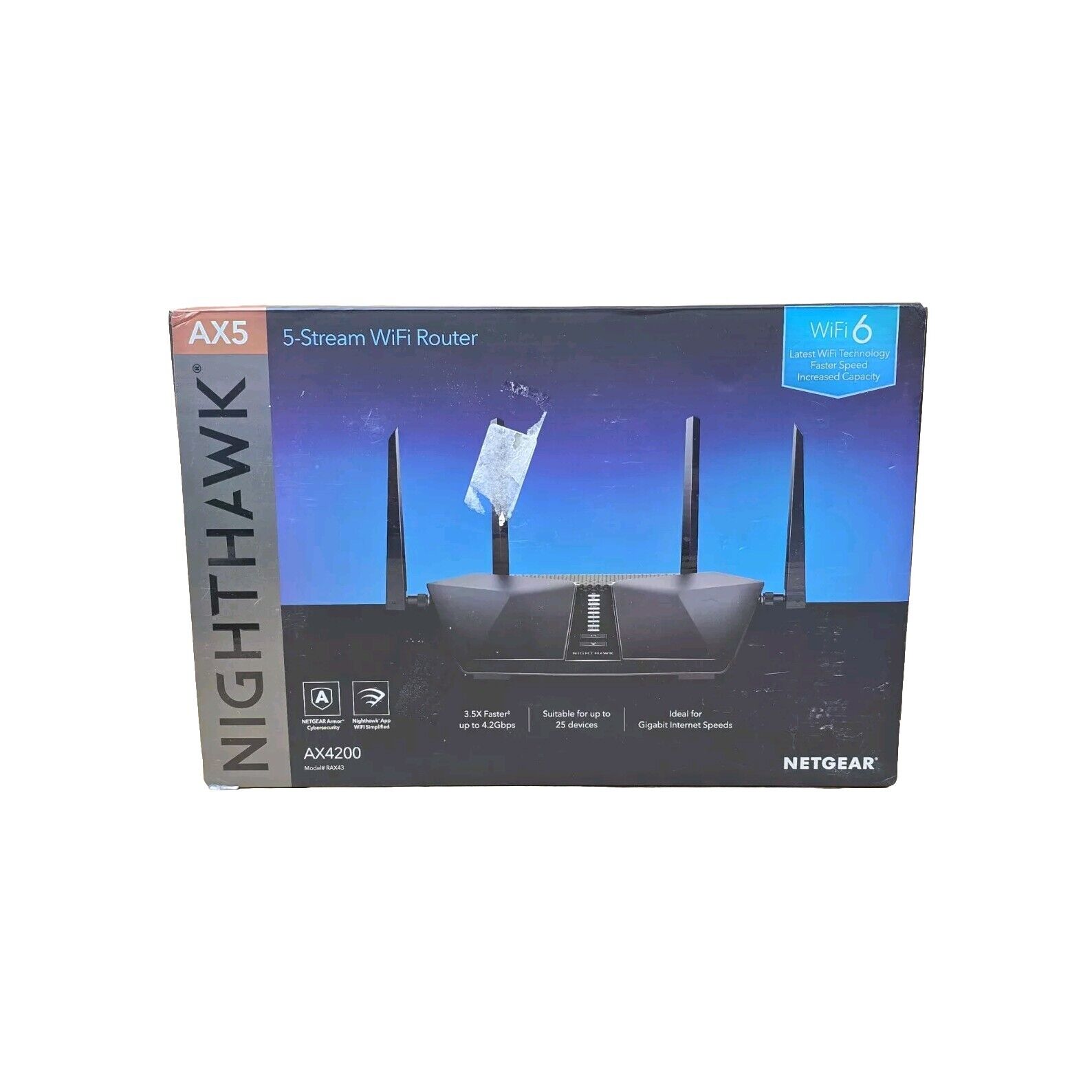 Netgear Nighthawk AX5 5-Stream WiFi 6 Router, Black New Open Box