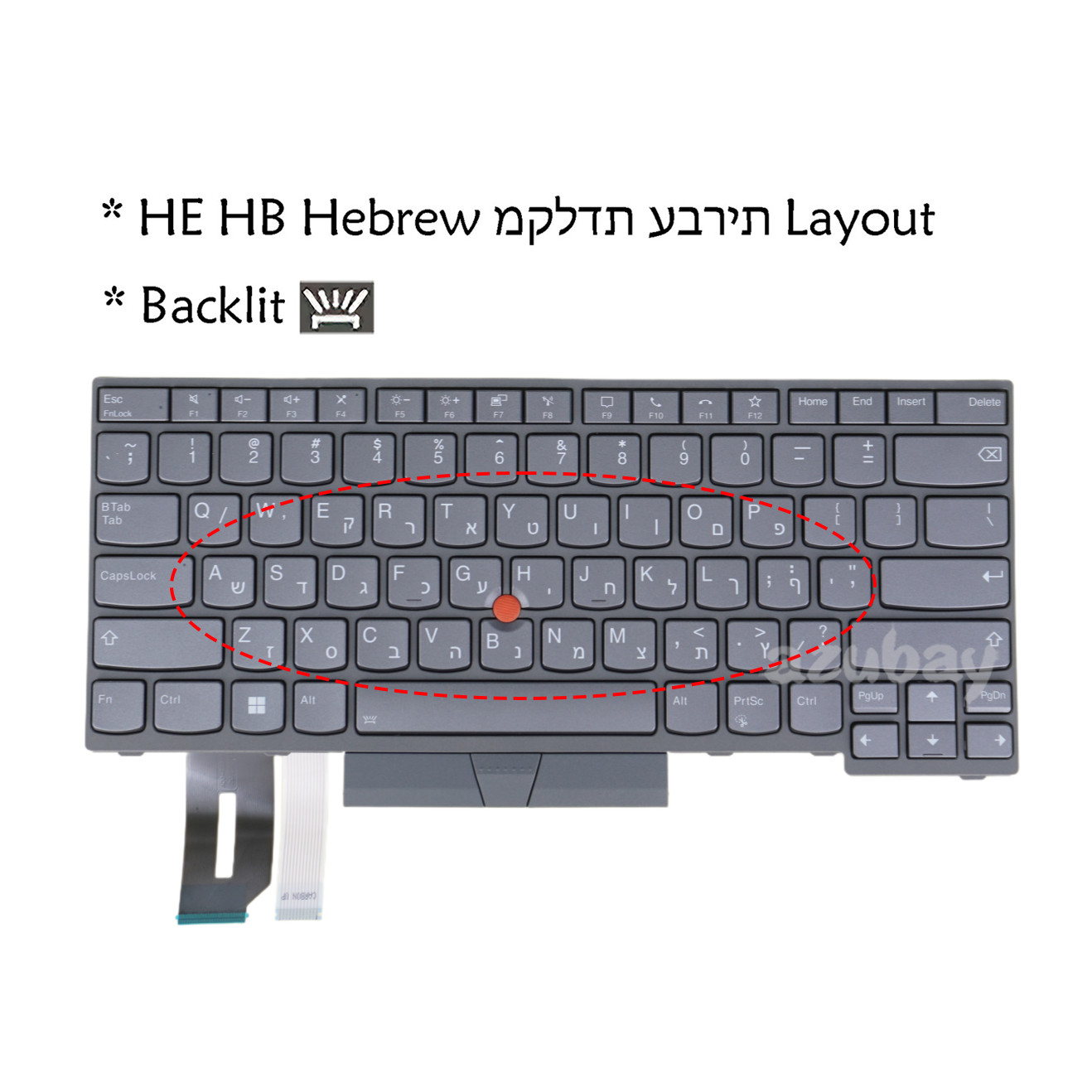 Hebrew Laptop Keyboard For Lenovo ThinkPad P14s Gen 1 / 2, T14 Gen 1 / 2 Backlit