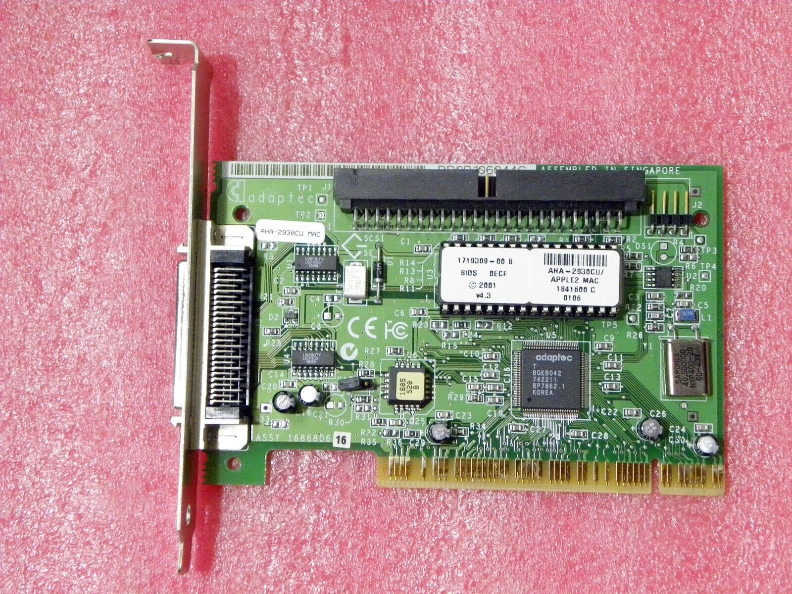 Apple Adaptec AHA-2930CU MAC OS 9.1 OS X PCI 50pin SCSI Controller Adapter Card