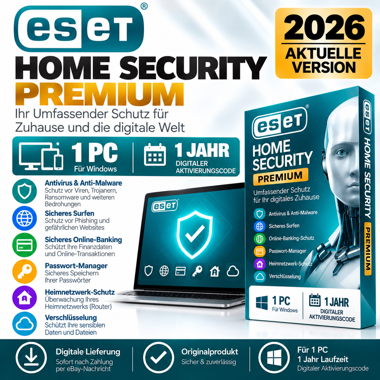 ESET Home Security PREMIUM | 1 PC | 1 Year / 12 Months | License