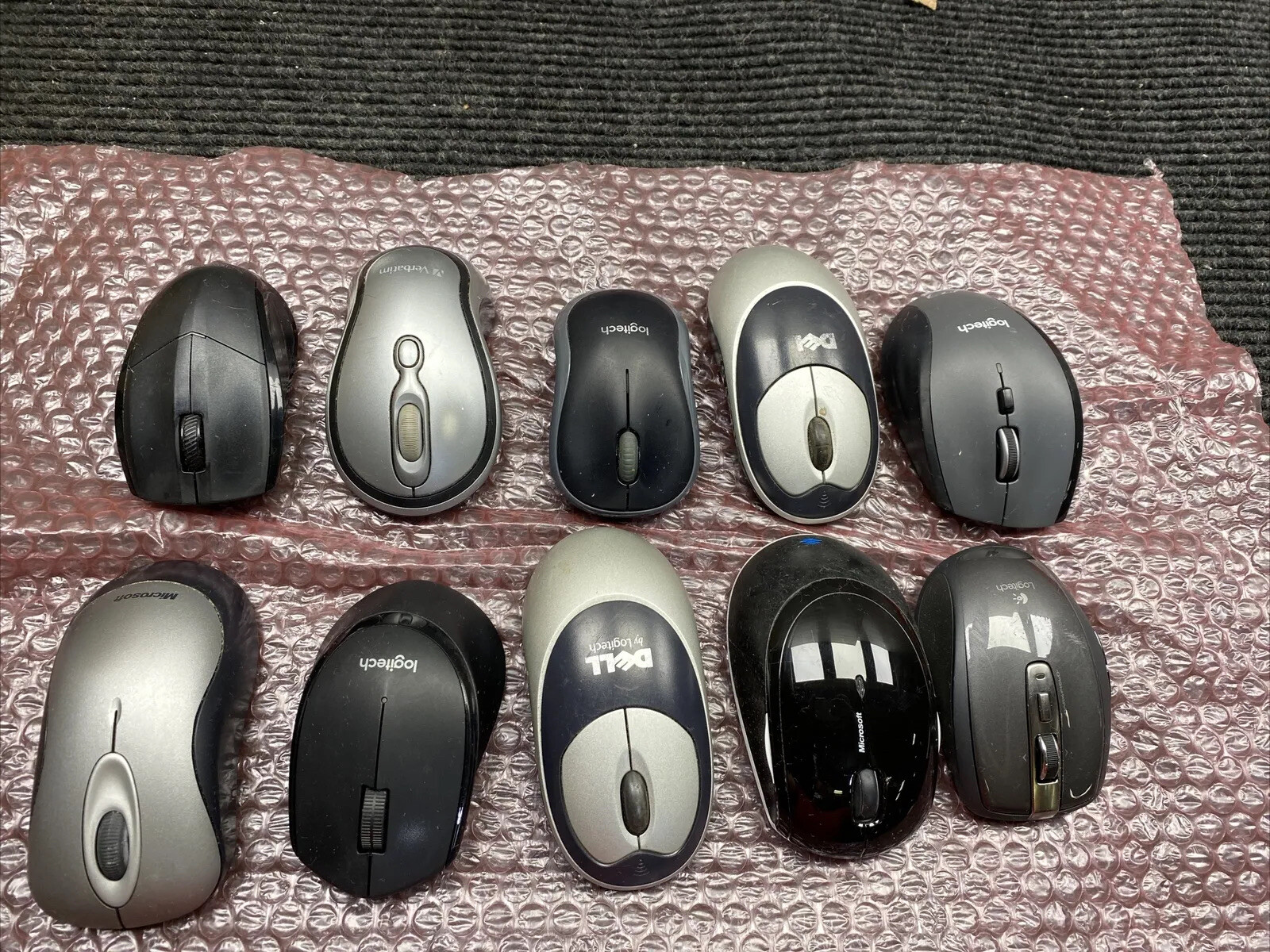 Used Mixed Lot of  10 Wireless Scroll Wheel Mouses No Receivers