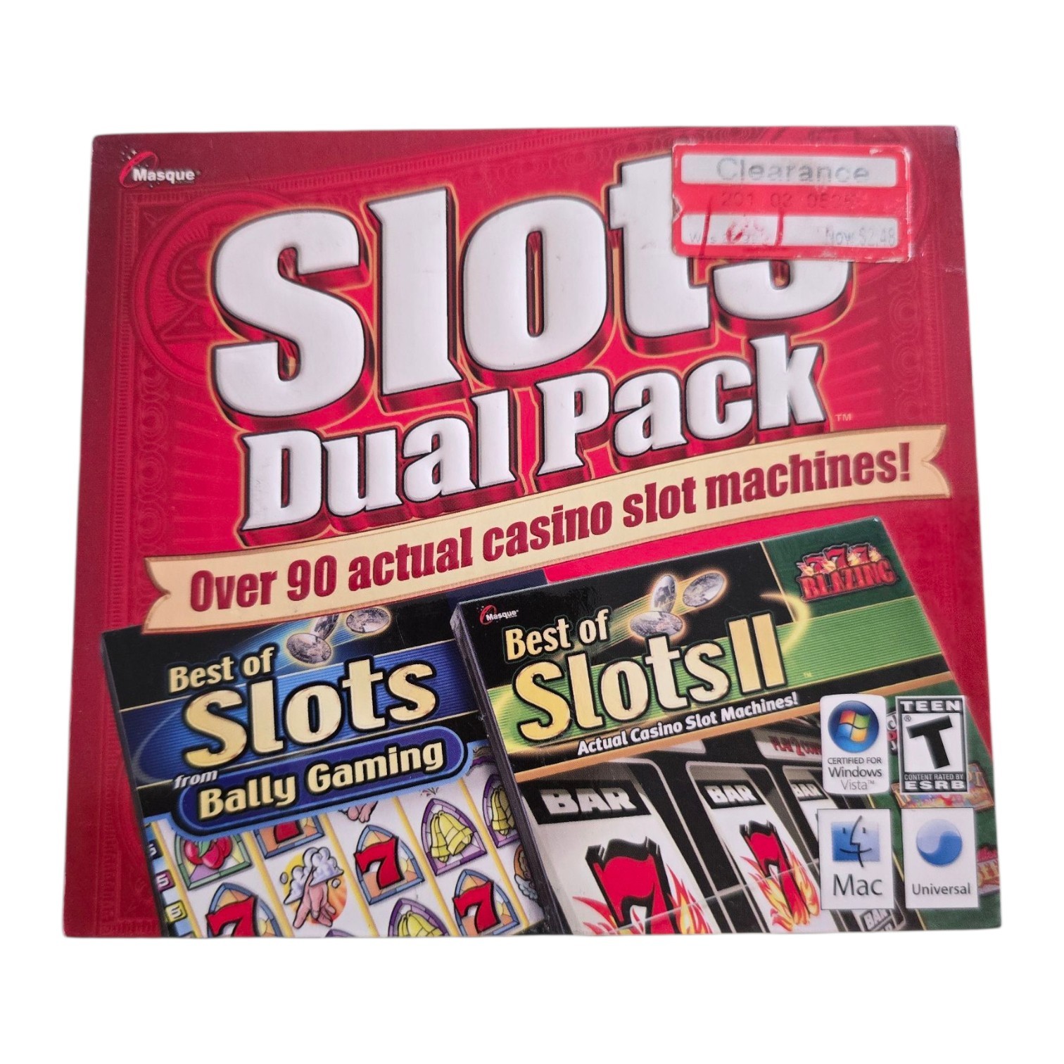 Slots Dual Pack Casino Slot Machine PC Games Masque Publishing 2007 NOS