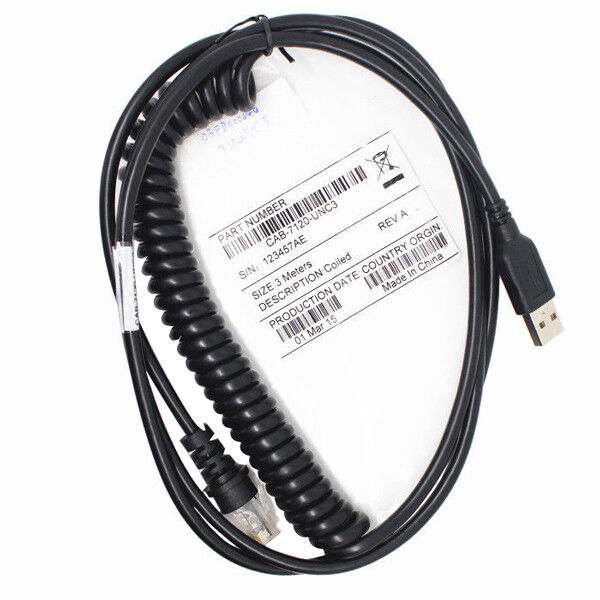 9FT Coiled USB Cable for Honeywell MS9590 MS5145 MS3480 MS7120 MS9540 Scanner