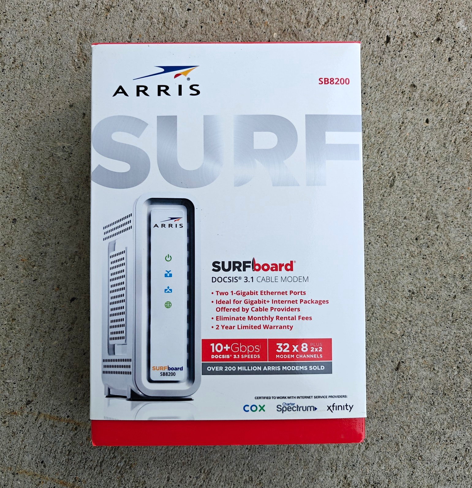 ARRIS SURFboard SB8200 DOCSIS 3.1 Cable Modem, White, 2x Gigabit Ports