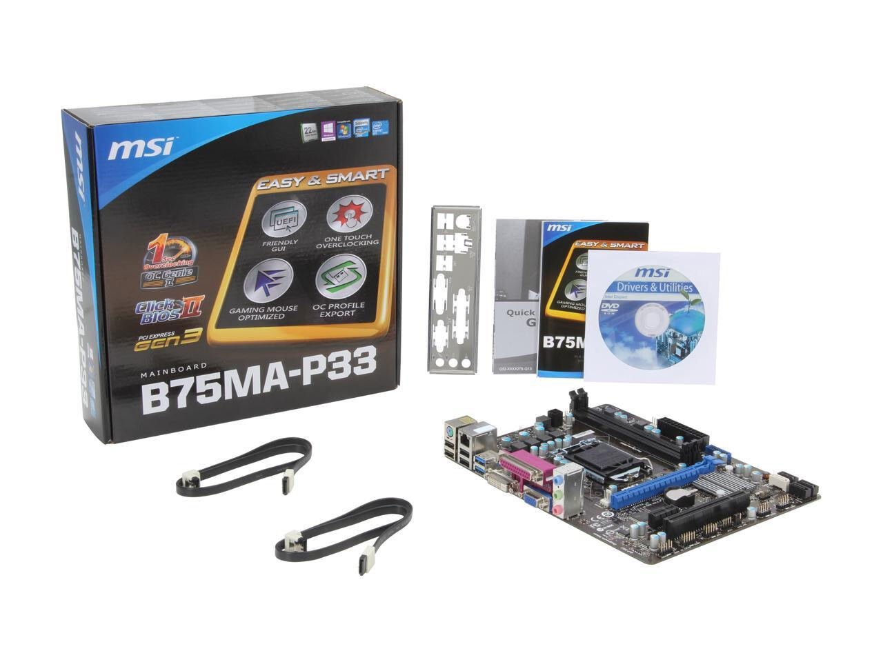 MSI B75MA-P33 MS-7808  LGA 1155 Intel B75 SATA 6Gb/s USB 3.0 mATX Motherboard