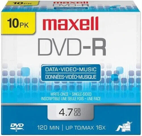 Maxell DVD-R Data Video 10 Pack New Sealed (A3) UPC 025215625800