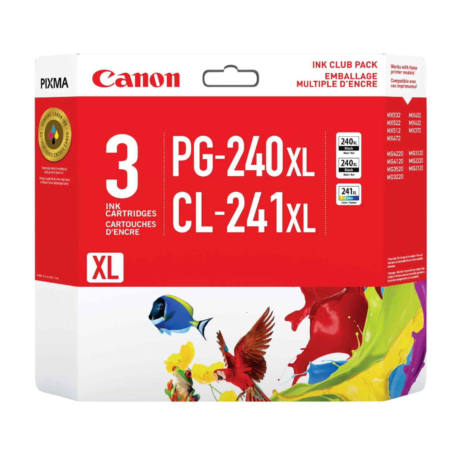 Canon PG-240XL CL-241XL Ink Cartridges Value Pack of 3 Black Tri-Color